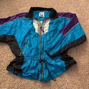 Vintage Wilson Windbreaker Womens L Blue Colorblock 90s Streetwear Tennis Sporty